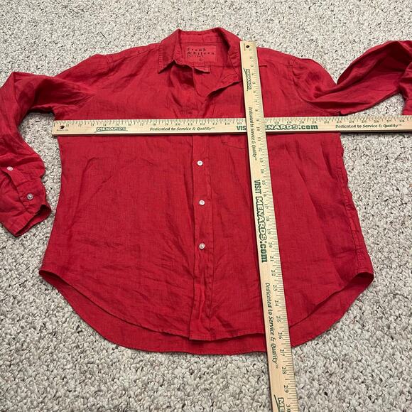 Frank & Eileen 100% Linen Button Down Shirt Eileen Sz S Red Preppy Coastal - Picture 4 of 6
